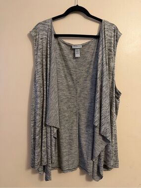 Catherines Gray Heathered Knit Open Front Vest